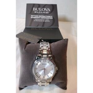 NEW IN CASE ~Bulova Bold At Heart Silver Men's Watch - 96A000